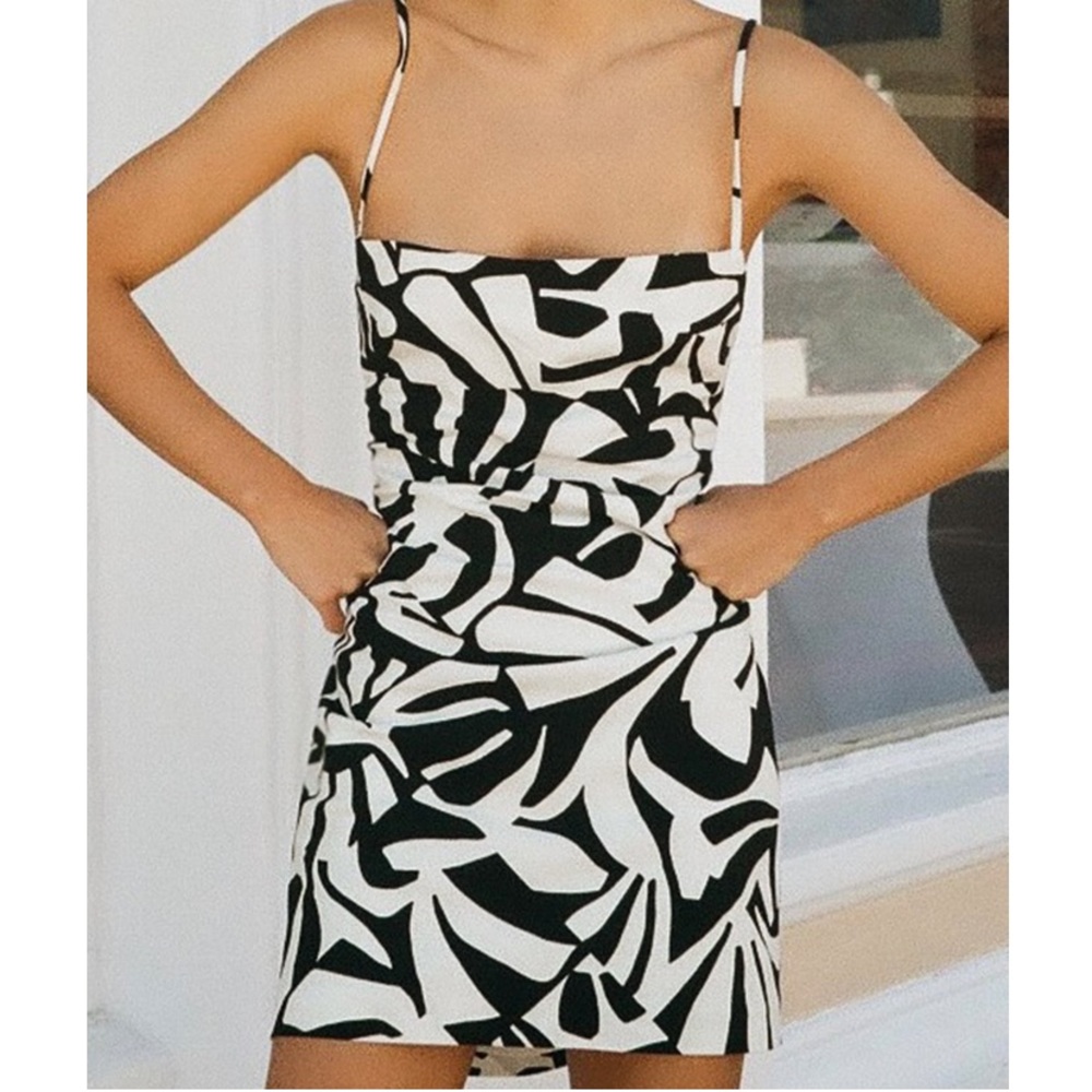 Zara printed linen-blend dress
